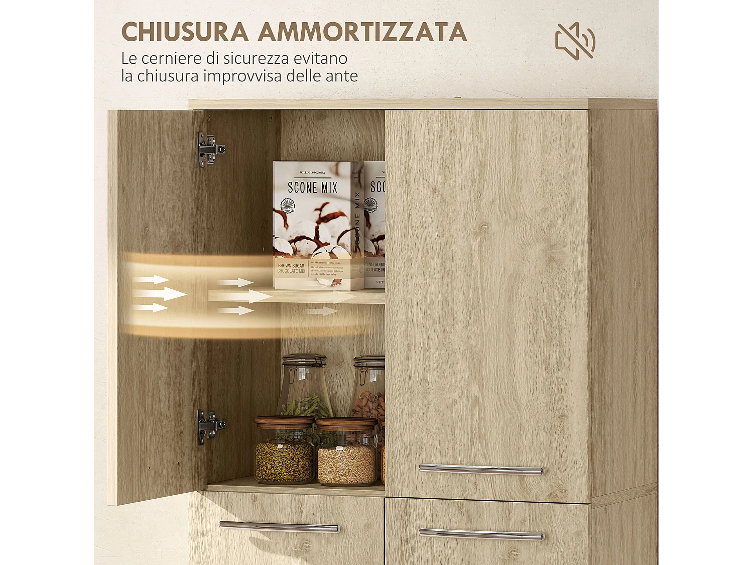 Credenza cucina mobile dispensa con 2 armadietti