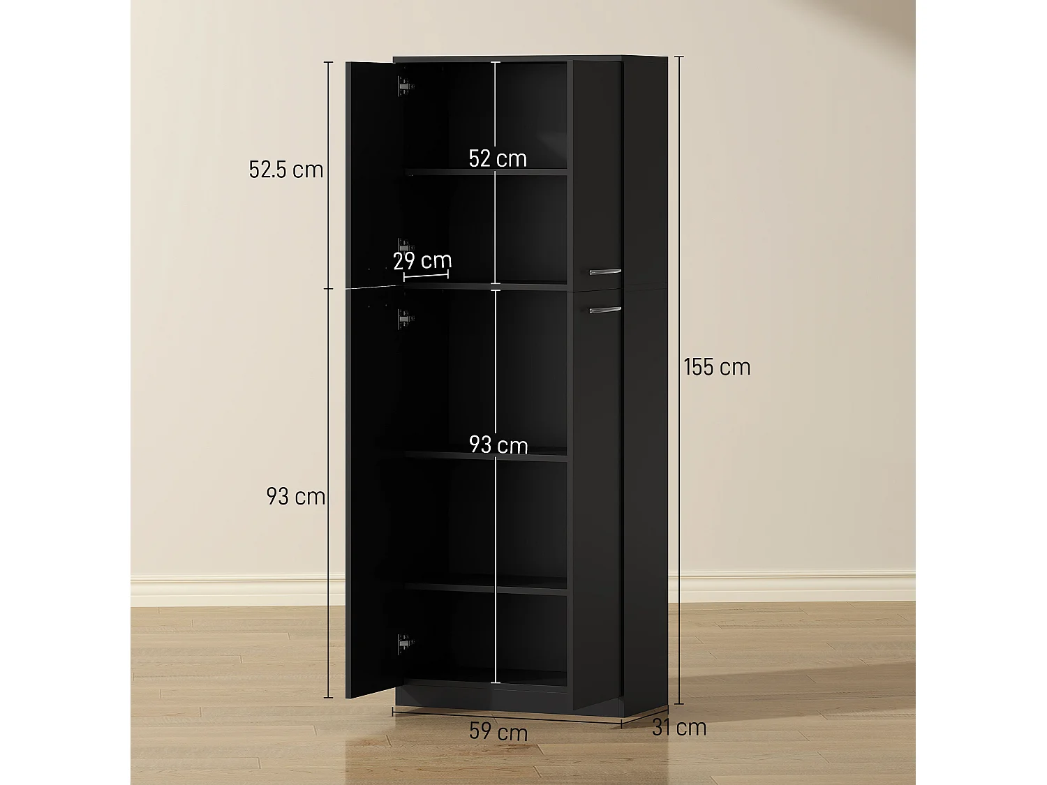 Credenza cucina, mobile dispensa con 2 armadiett