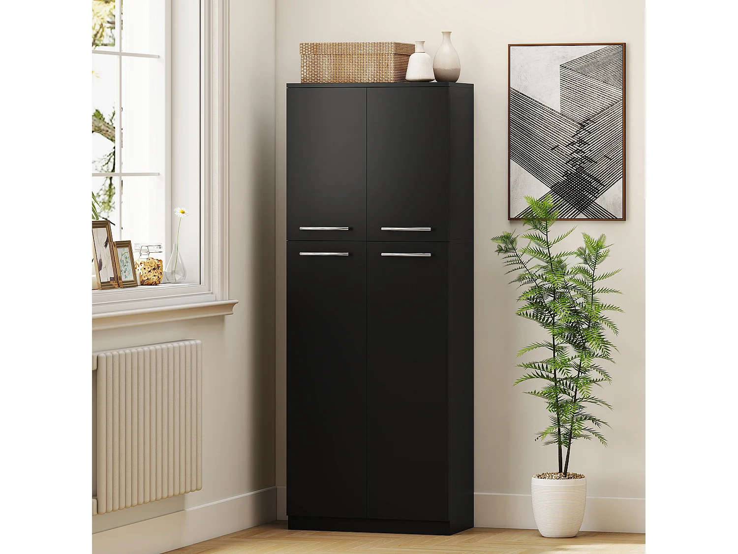 Credenza cucina, mobile dispensa con 2 armadiett