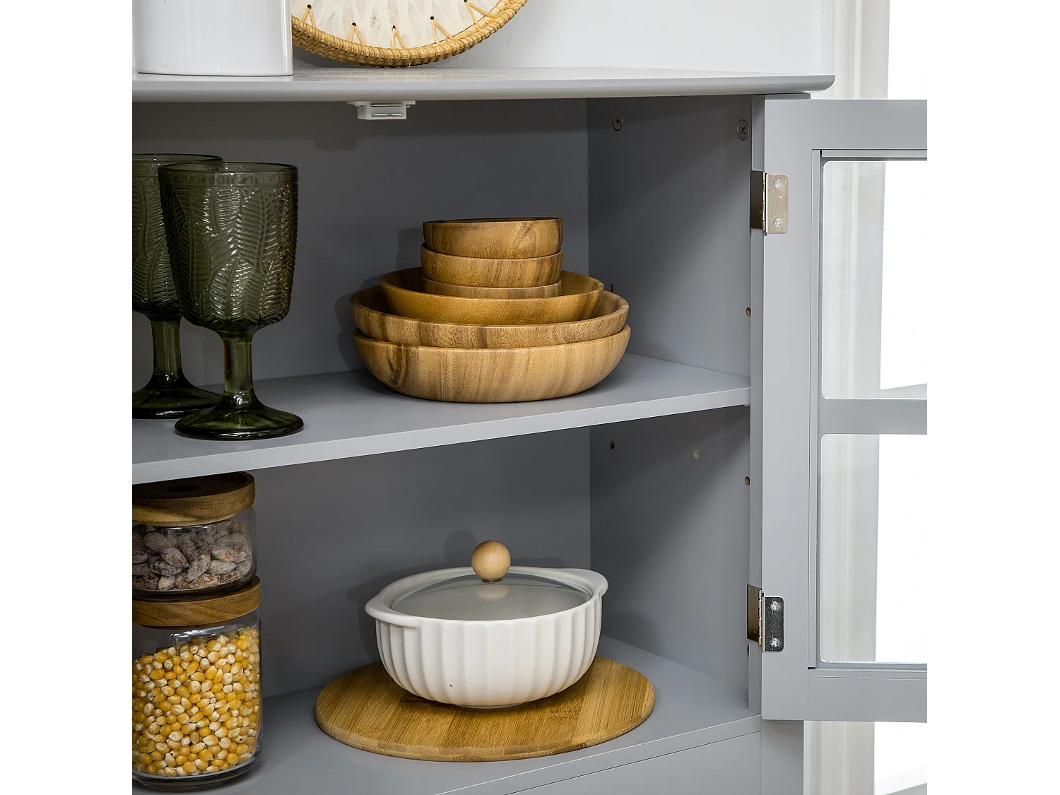 Credenza alta per cucina mobile buffet in legno grigio