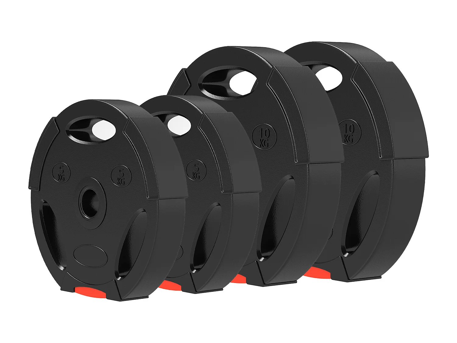 Kit pesi con 2 dischi da 10 kg e 2 dischi da 5 kg con 3 fori nero