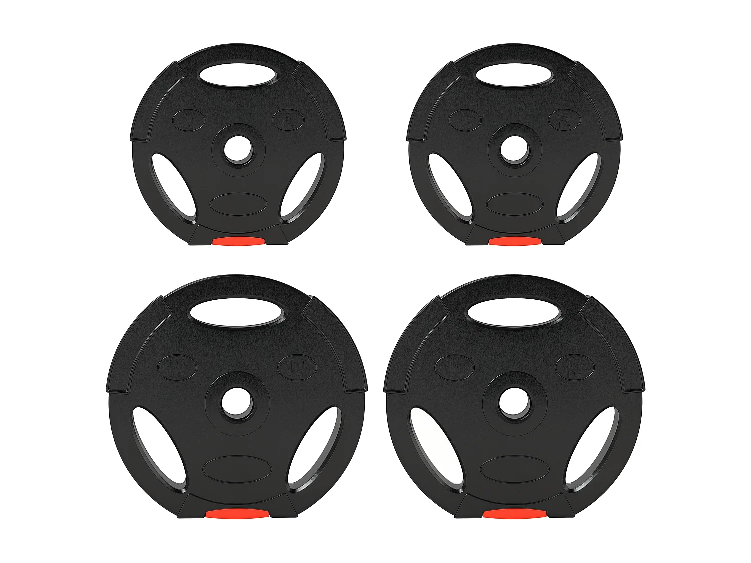 Kit pesi con 2 dischi da 10 kg e 2 dischi da 5 kg con 3 fori nero