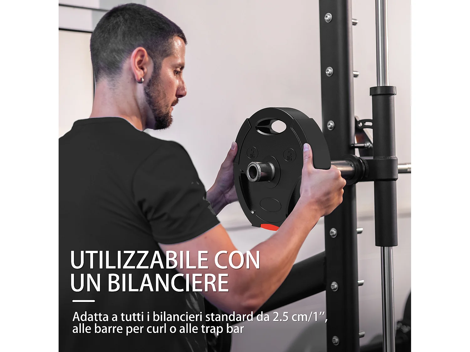 Kit pesi con 2 dischi da 10 kg e 2 dischi da 5 kg con 3 fori nero