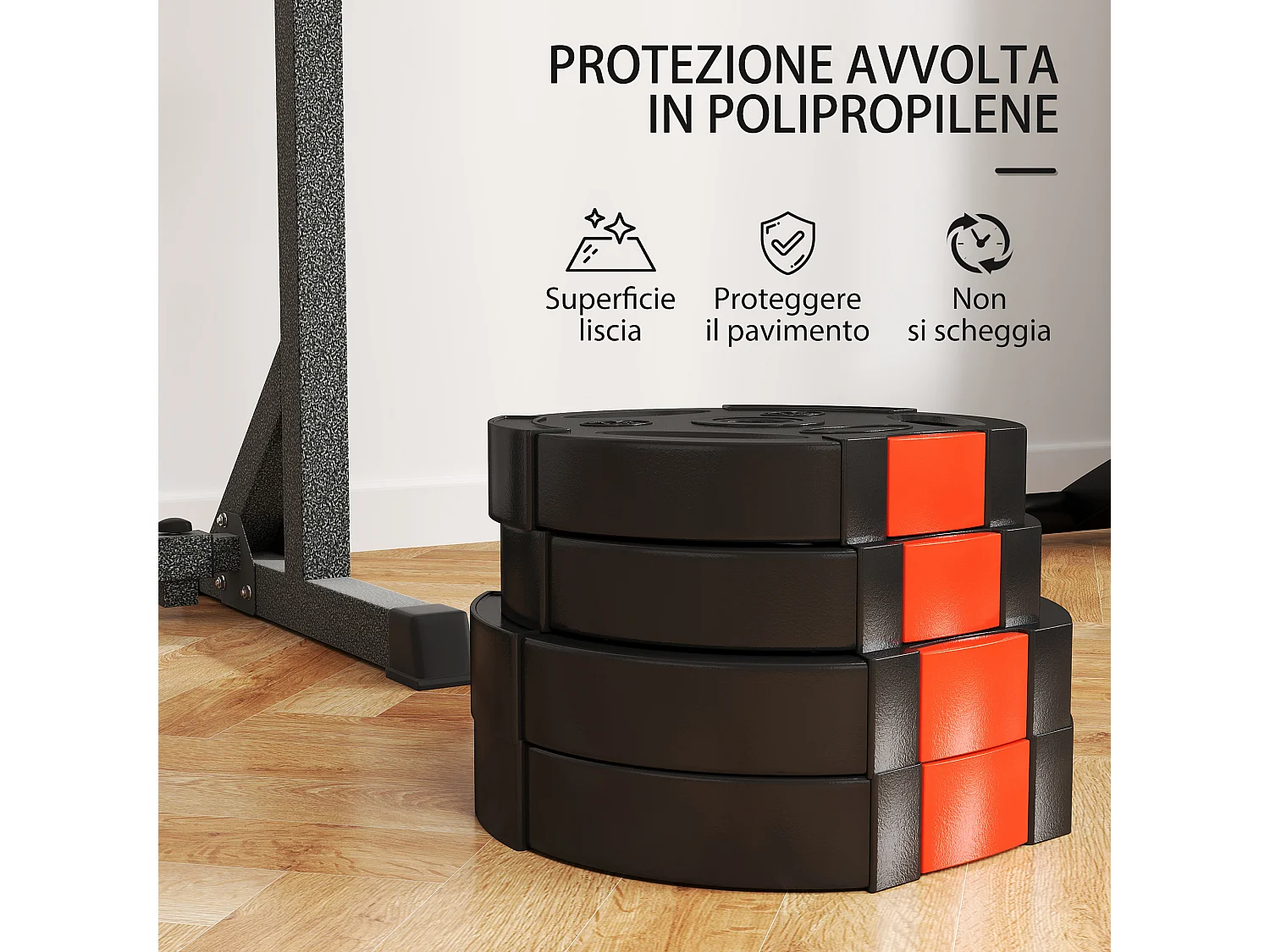 Kit pesi con 2 dischi da 10 kg e 2 dischi da 5 kg con 3 fori nero