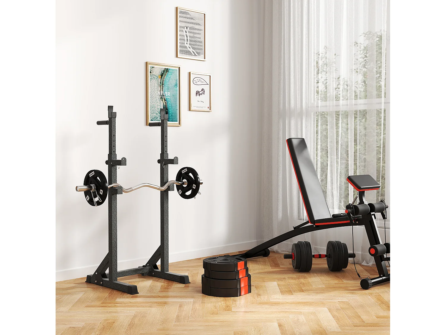 Kit pesi con 2 dischi da 10 kg e 2 dischi da 5 kg con 3 fori nero