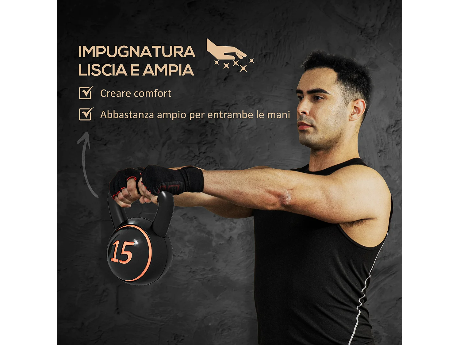 Set 3 kettlebell da 2.2 kg, 4.5 kg e 6.8 kg con portapesi nero