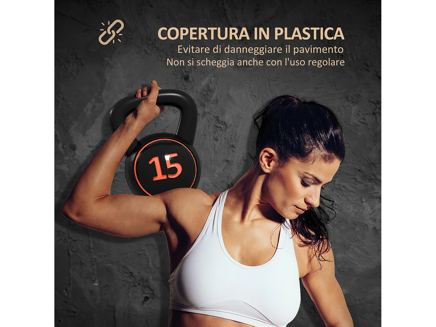 Set 3 kettlebell da 2.2 kg, 4.5 kg e 6.8 kg con portapesi nero