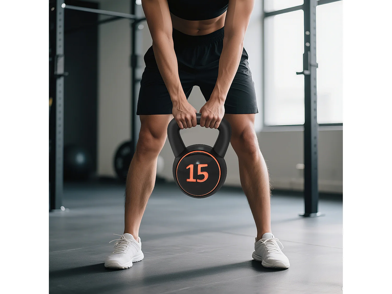 Set 3 kettlebell da 2.2 kg, 4.5 kg e 6.8 kg con portapesi nero