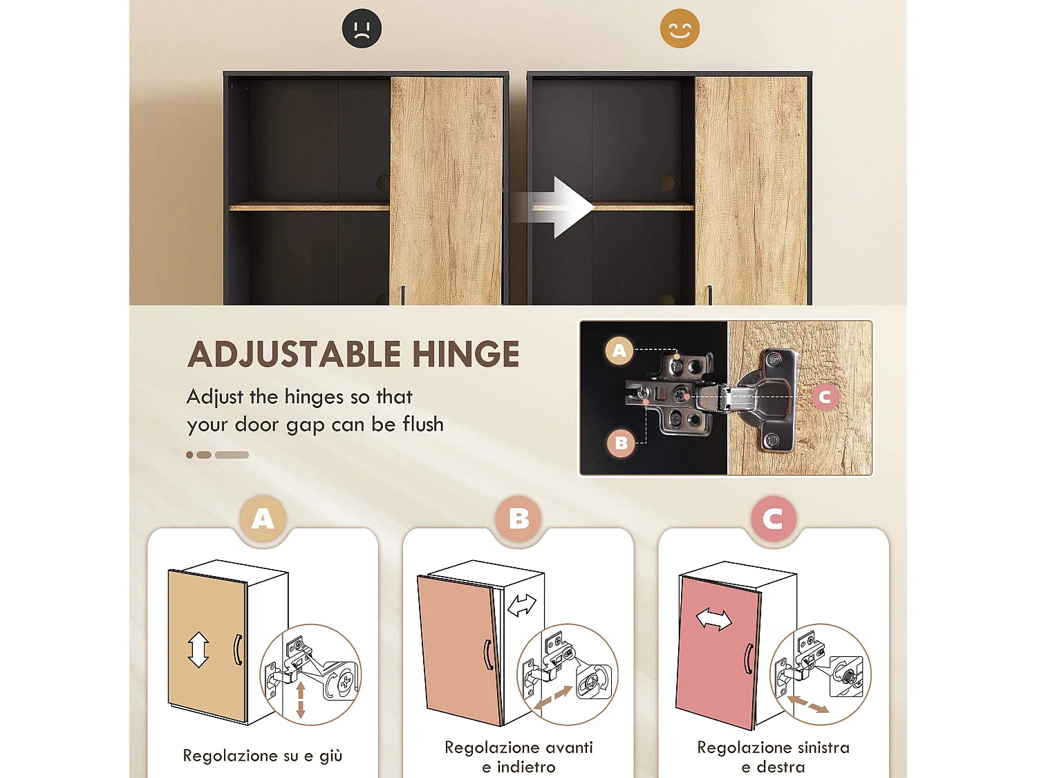 Cedenza cucina mobile dispensa con 2 cassetti 2 ripiani aperti