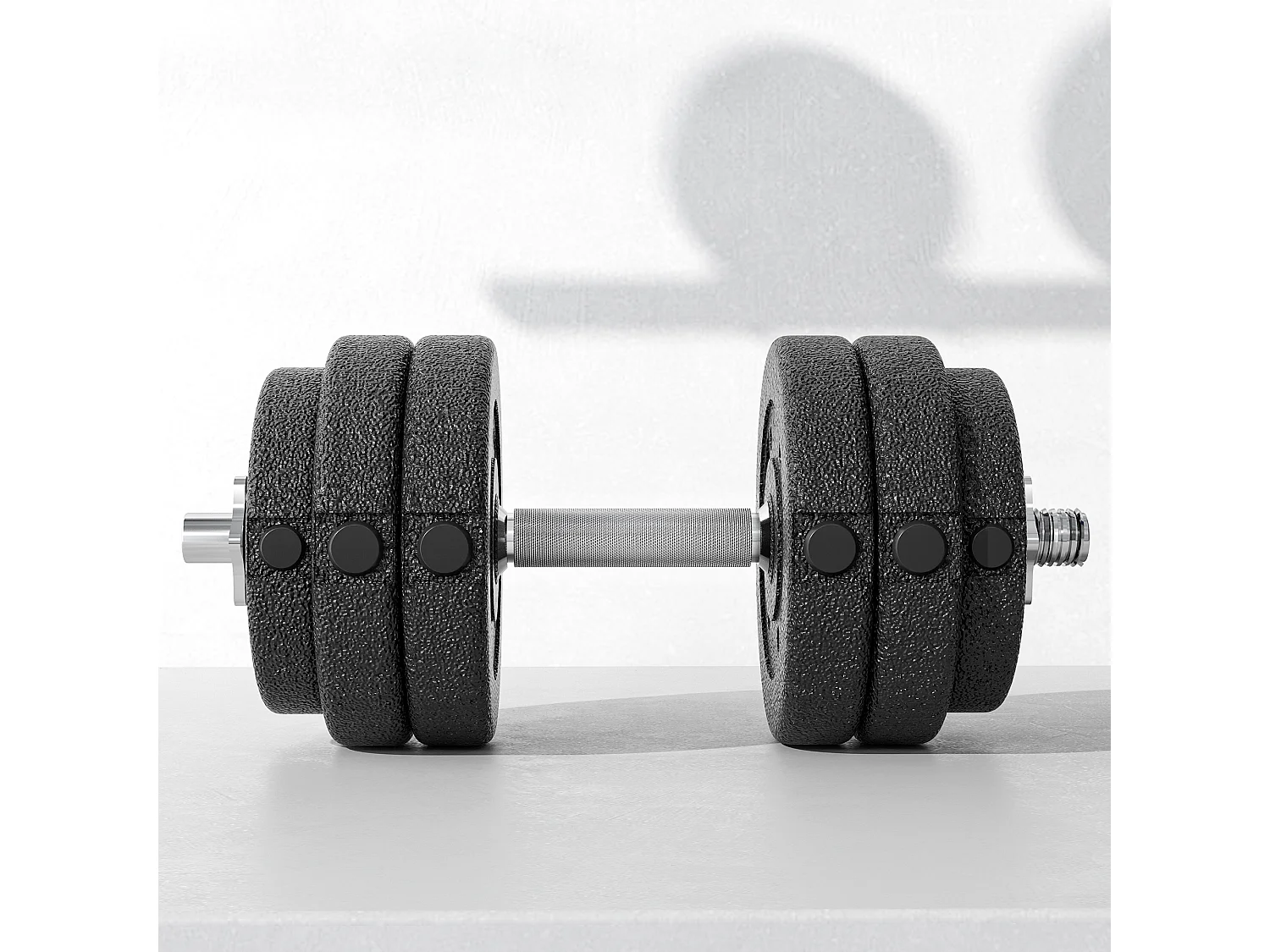 Set 2 manubri pesi da 30kg totali con 12 dischi in acciaio e pu nero