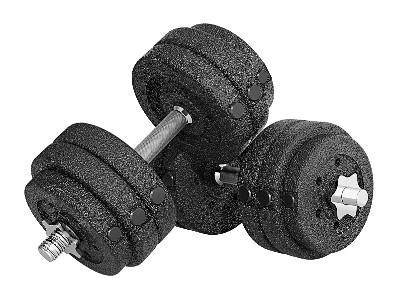 Set 2 manubri pesi da 30kg totali con 12 dischi in acciaio e pu nero