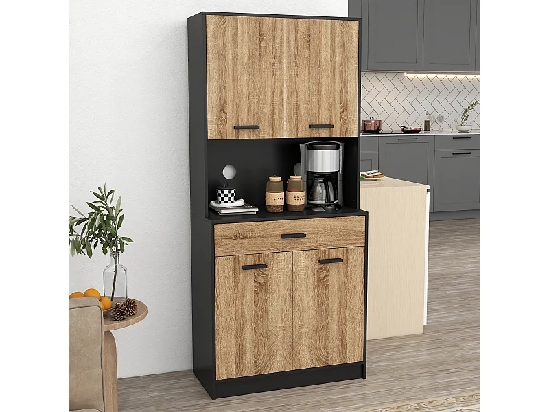 Credenza cucina 180 cm mobile dispensa con foro passacavi e piano portamicroonde