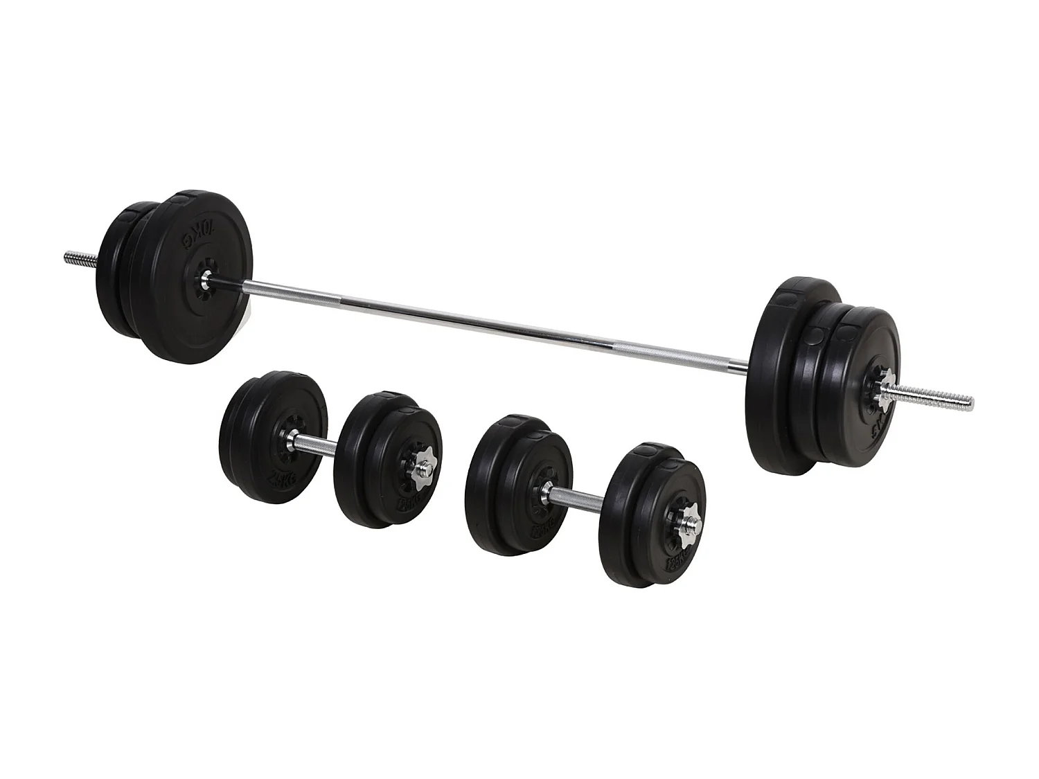 Set Bilanciere e Dischi 65kg con 2 Manubri Pesi