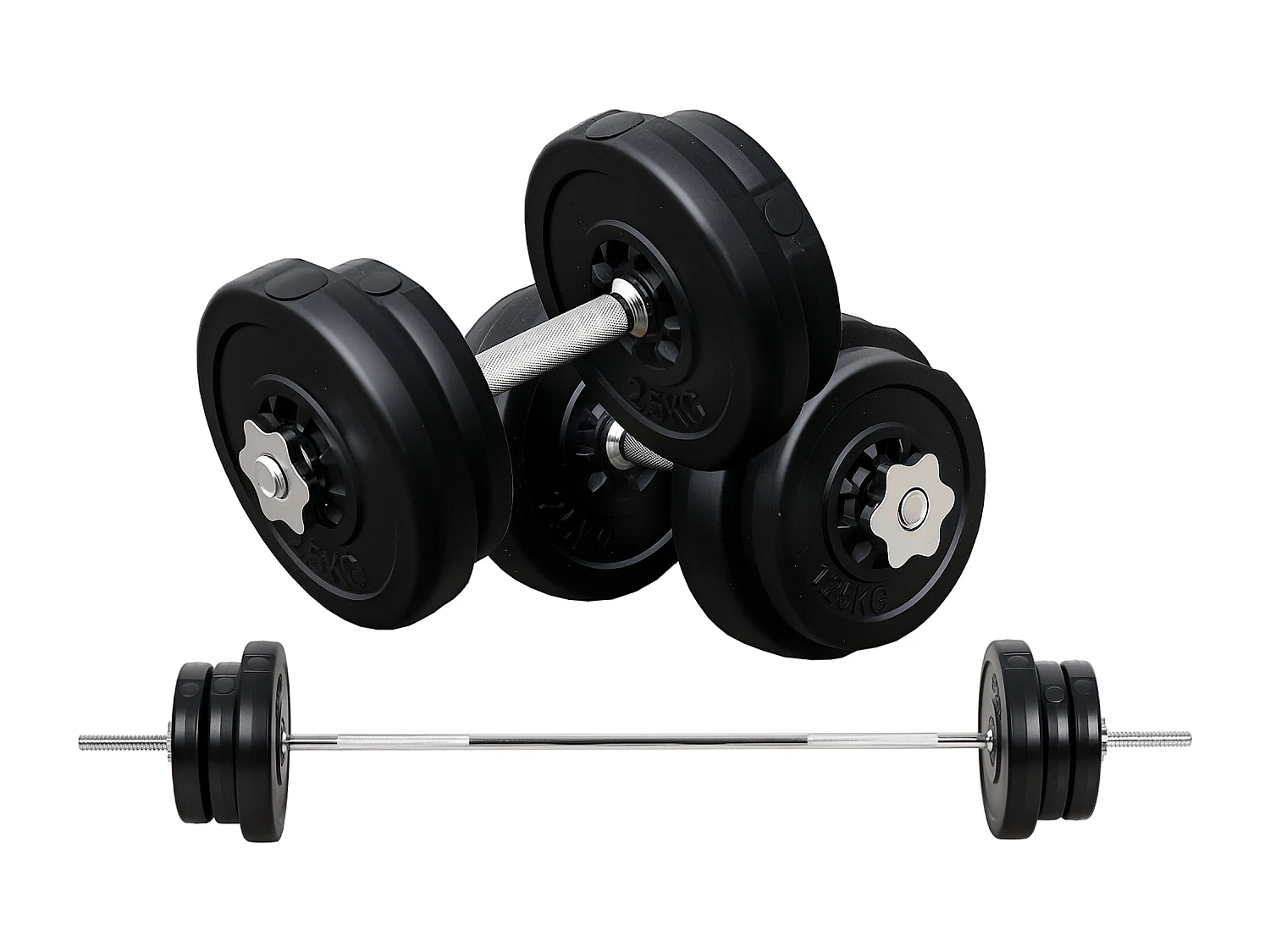 Set Bilanciere e Dischi 65kg con 2 Manubri Pesi