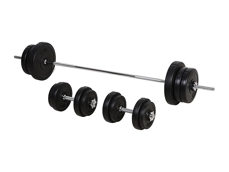 Set Bilanciere e Dischi 65kg con 2 Manubri Pesi