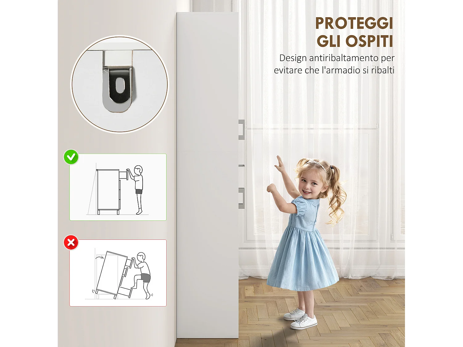 Credenza cucina alta mobile dispensa con 2 armadietti e cassetto grande