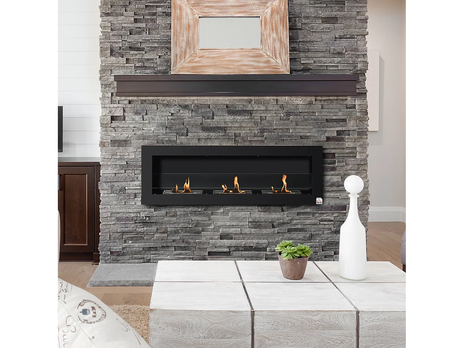 Camino bioetanolo da parete 3 serbatoi da 1l copertura 20m²