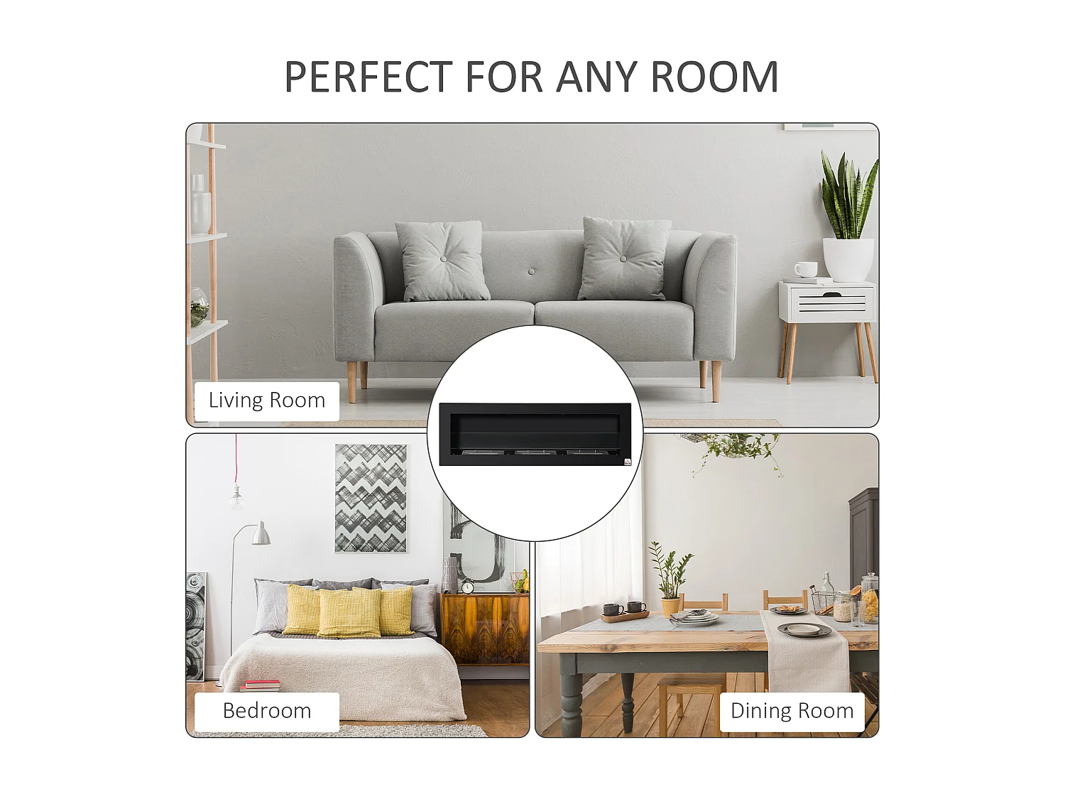 Camino bioetanolo da parete 3 serbatoi da 1l copertura 20m²