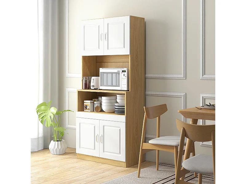 Mobile dispensa alto con armadietti e ripiano aperto