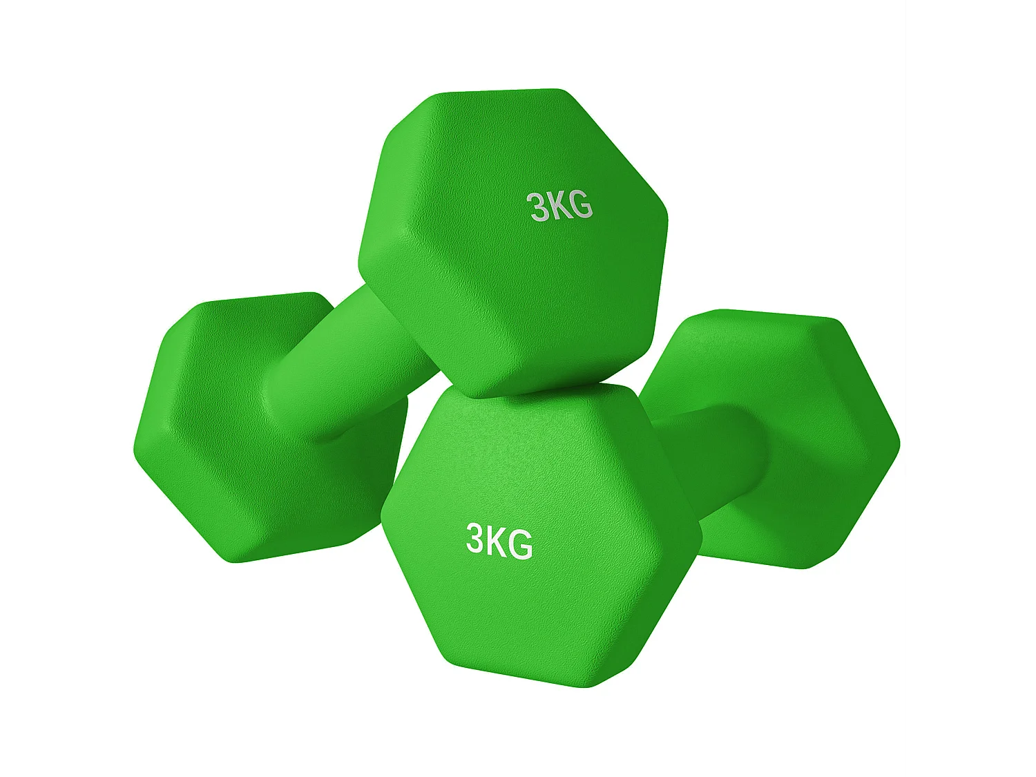 Set 2 manubri da 3 kg antiscivolo in metallo e plastica 18x8x8cm verde