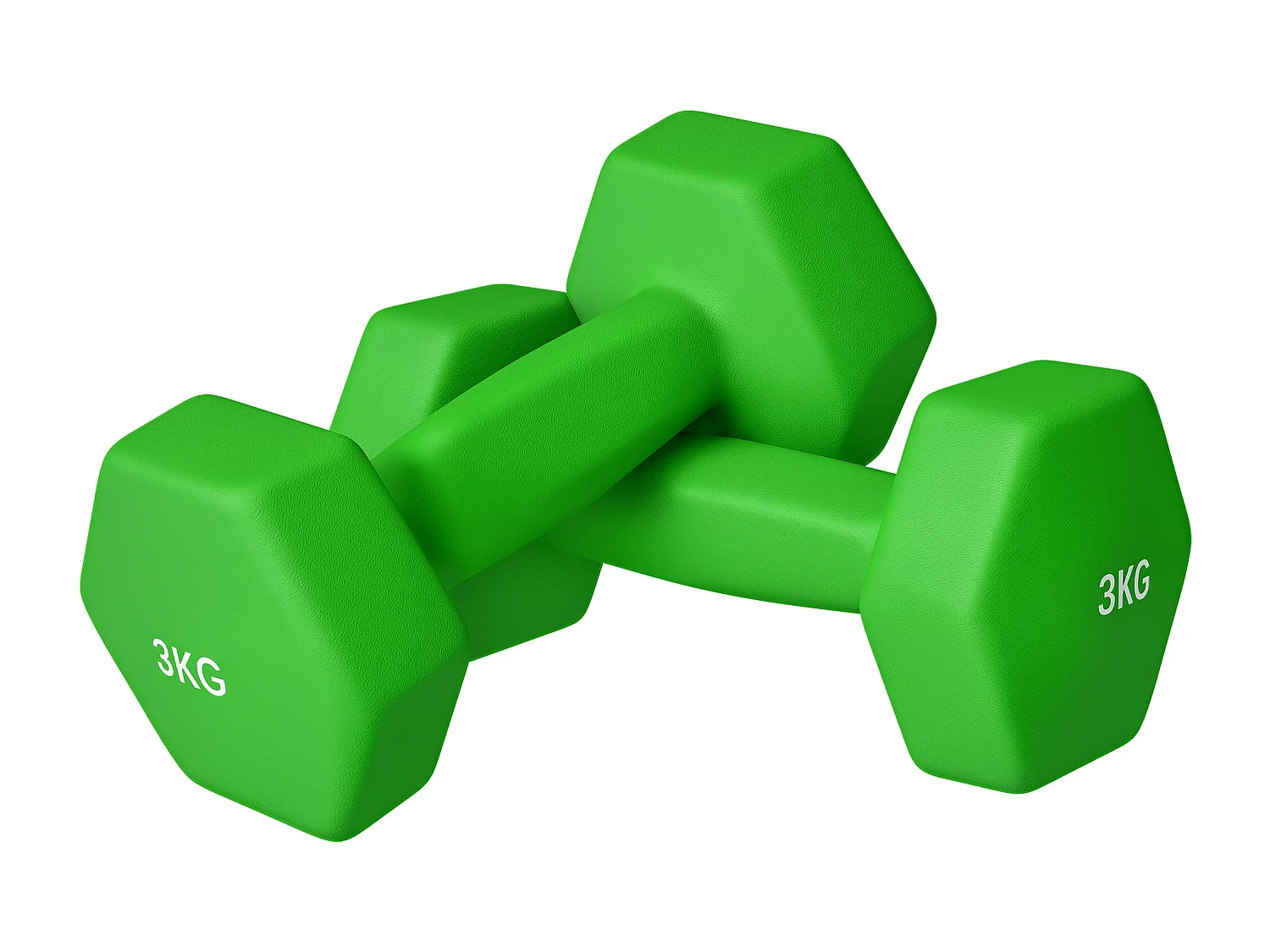 Set 2 manubri da 3 kg antiscivolo in metallo e plastica 18x8x8cm verde