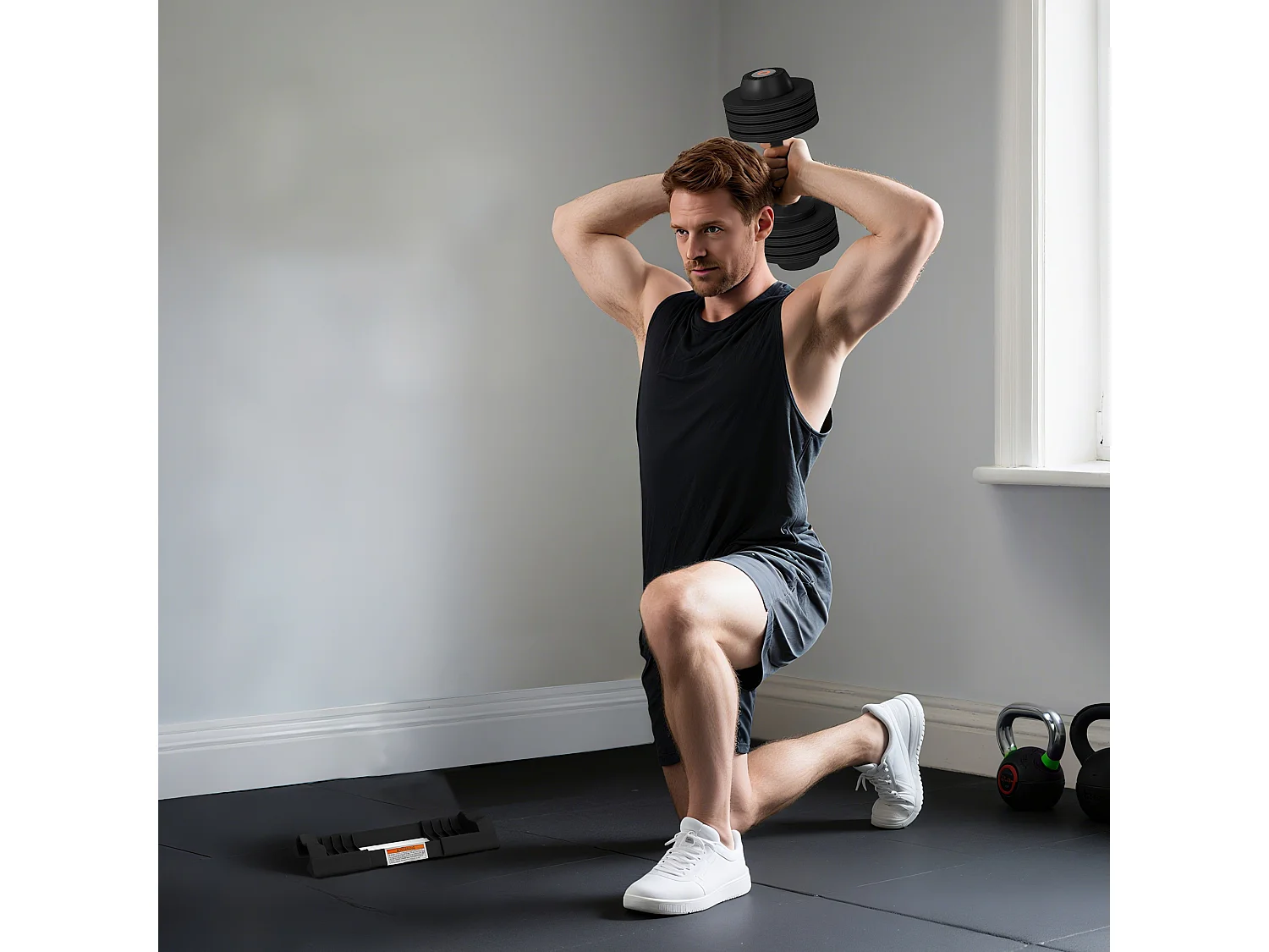 Set pesi regolabili in acciaio e abs 7/13/18/24 kg con base nero