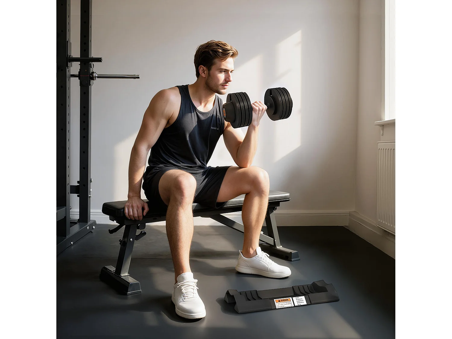 Set pesi regolabili in acciaio e abs 7/13/18/24 kg con base nero