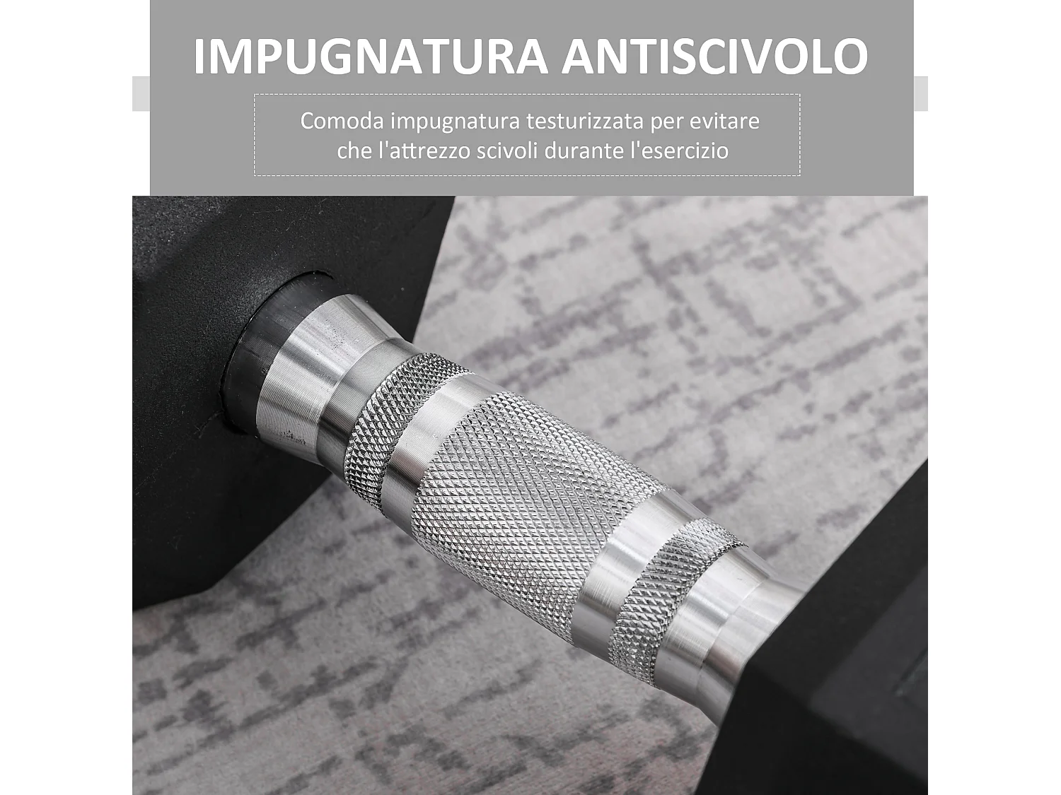 Manubrio da 12.5kg esagonale con impugnatura antiscivolo