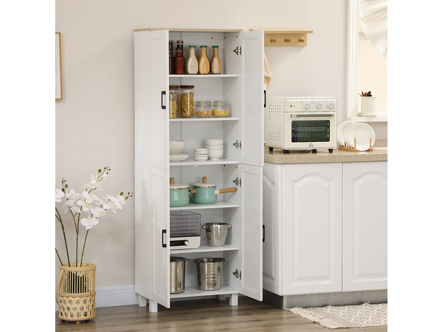 Mobile dispensa da cucina e sala da pranzo credenza cucina con 5 ripiani regolabili