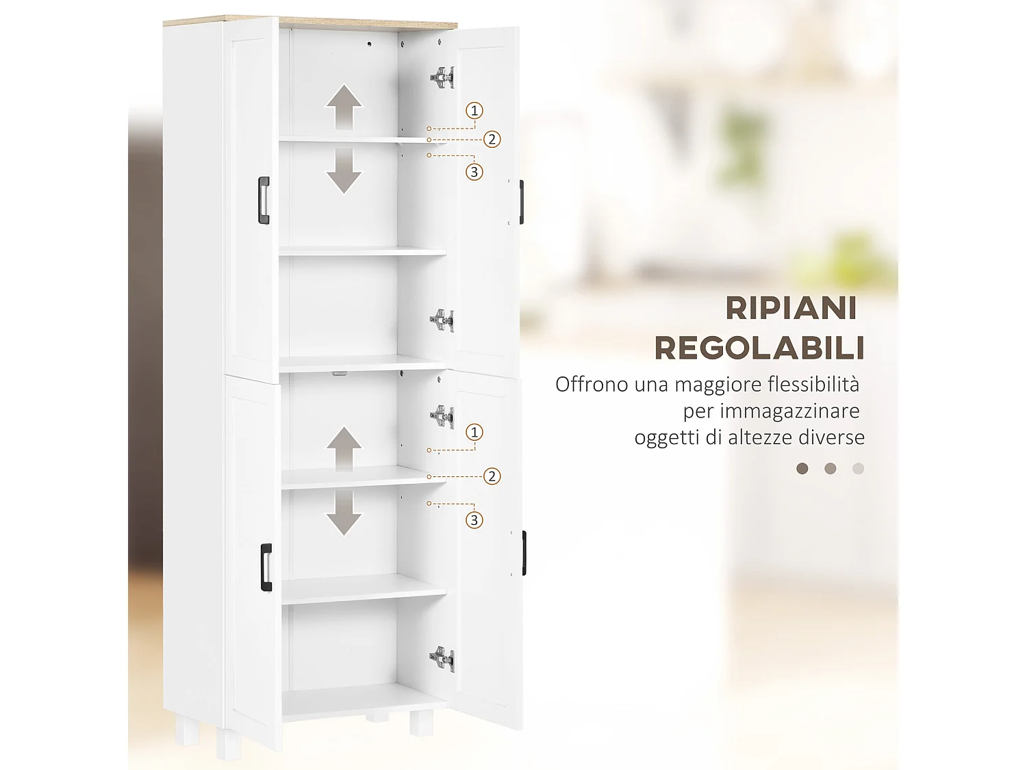 Mobile dispensa da cucina e sala da pranzo credenza cucina con 5 ripiani regolabili