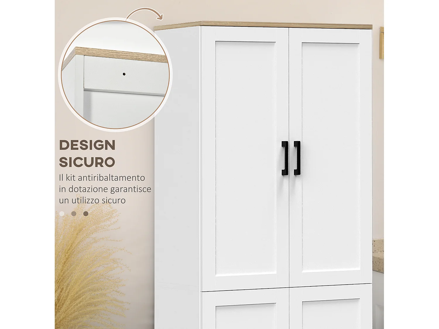 Mobile dispensa da cucina e sala da pranzo credenza cucina con 5 ripiani regolabili