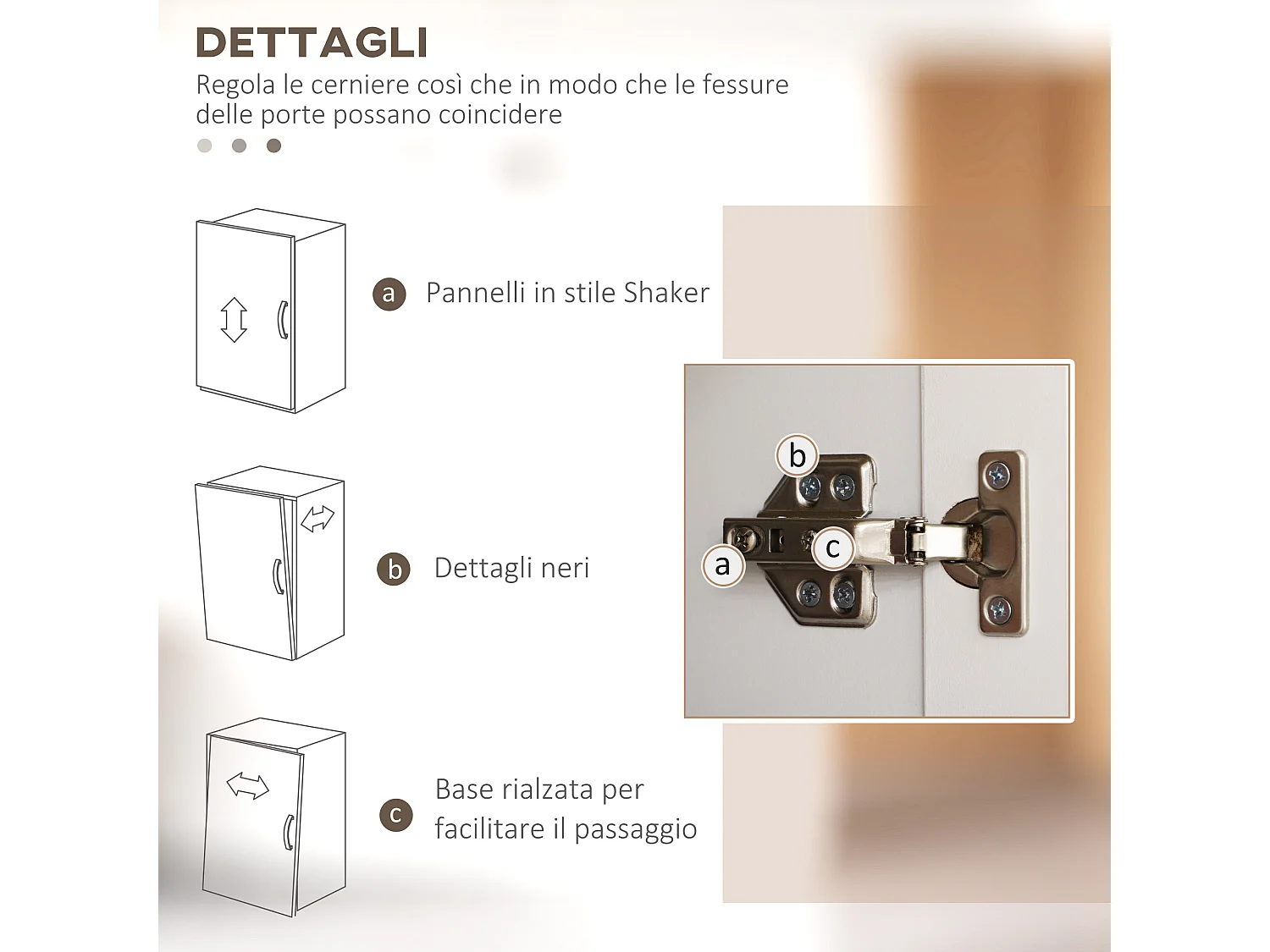 Mobile dispensa da cucina e sala da pranzo credenza cucina con 5 ripiani regolabili