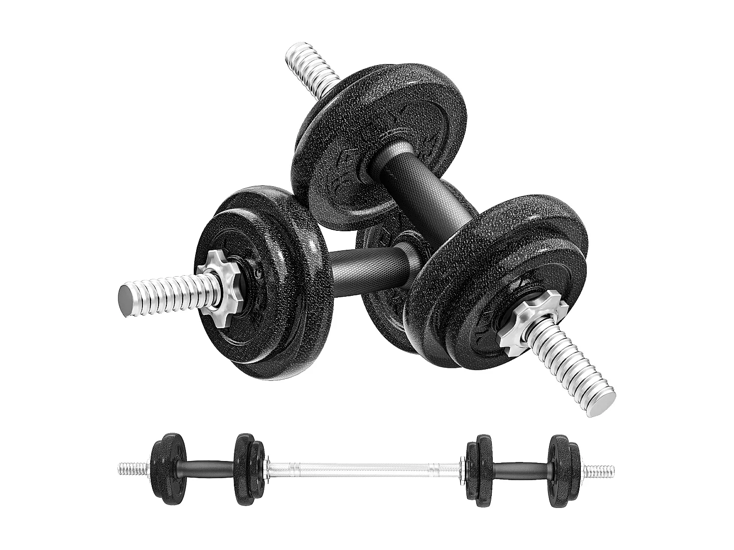 Set bilanciere 20kg regolabile e antiscivolo con 8 dischi pesi