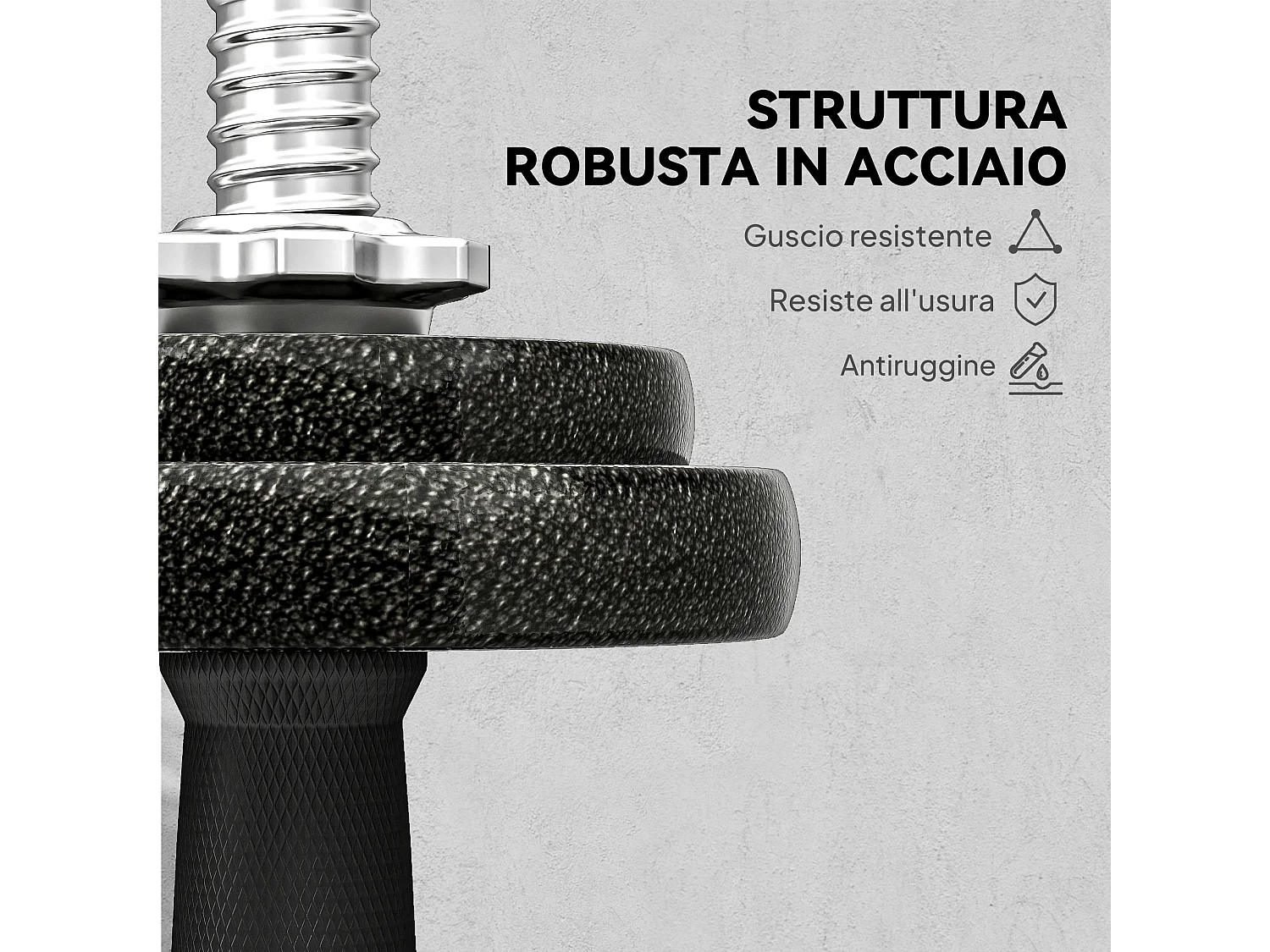 Set bilanciere 20kg regolabile e antiscivolo con 8 dischi pesi