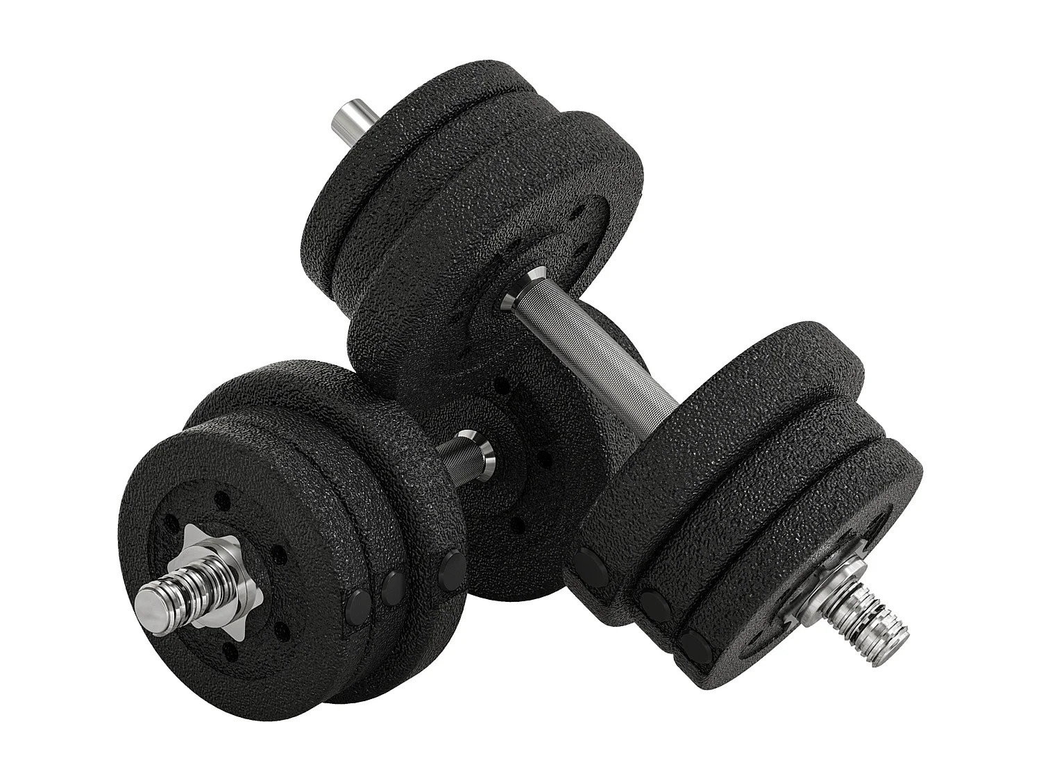 Set manubri palestra da 25kg con 12 dischi e 2 barre da 2 kg nero