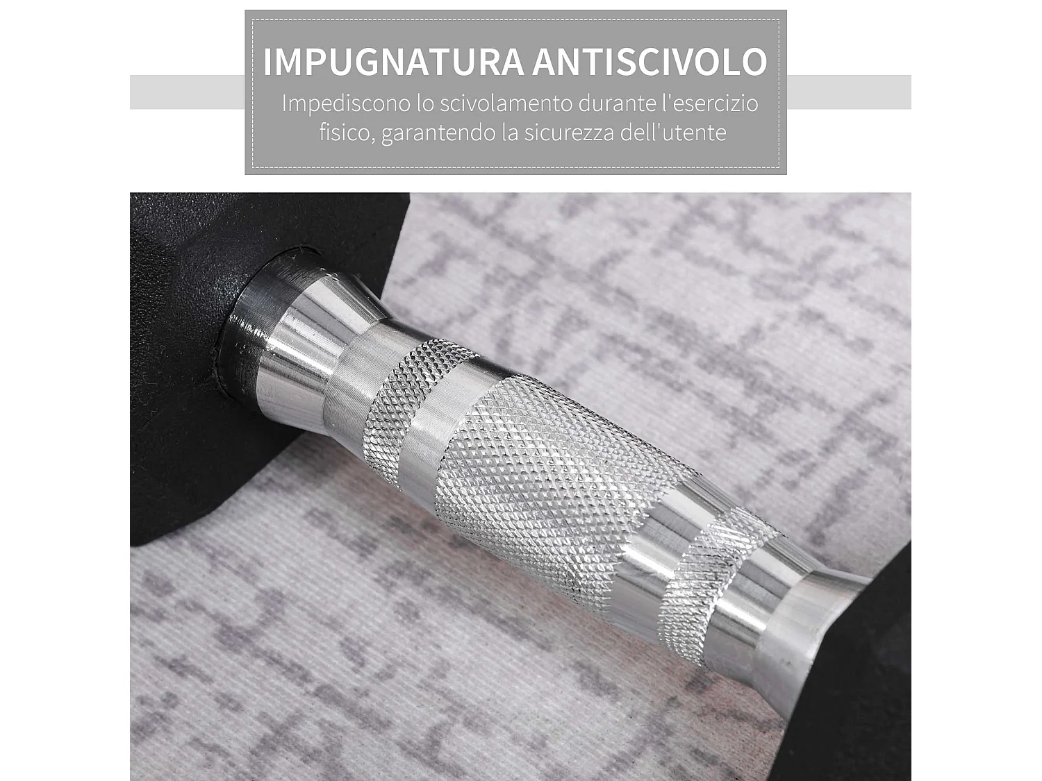 Set 2 pesi da 4kg esagonali con presa antiscivolo nero