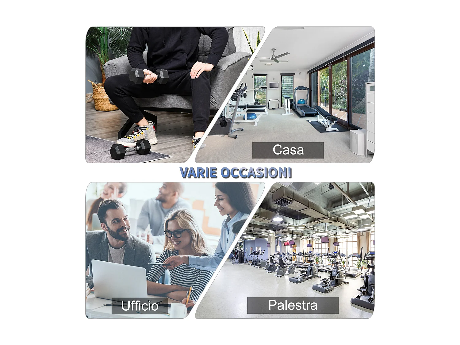 Set 2 pesi da 4kg esagonali con presa antiscivolo nero