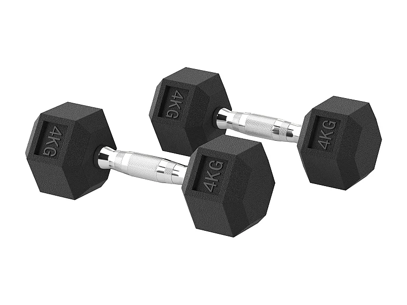 Set 2 pesi da 4kg esagonali con presa antiscivolo nero