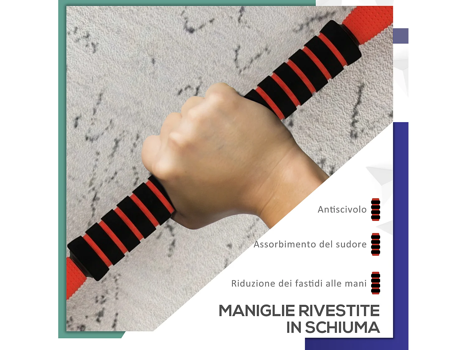 Set pesi 4 in 1 da 20kg con kettlebell manubri e bilanciere rosso