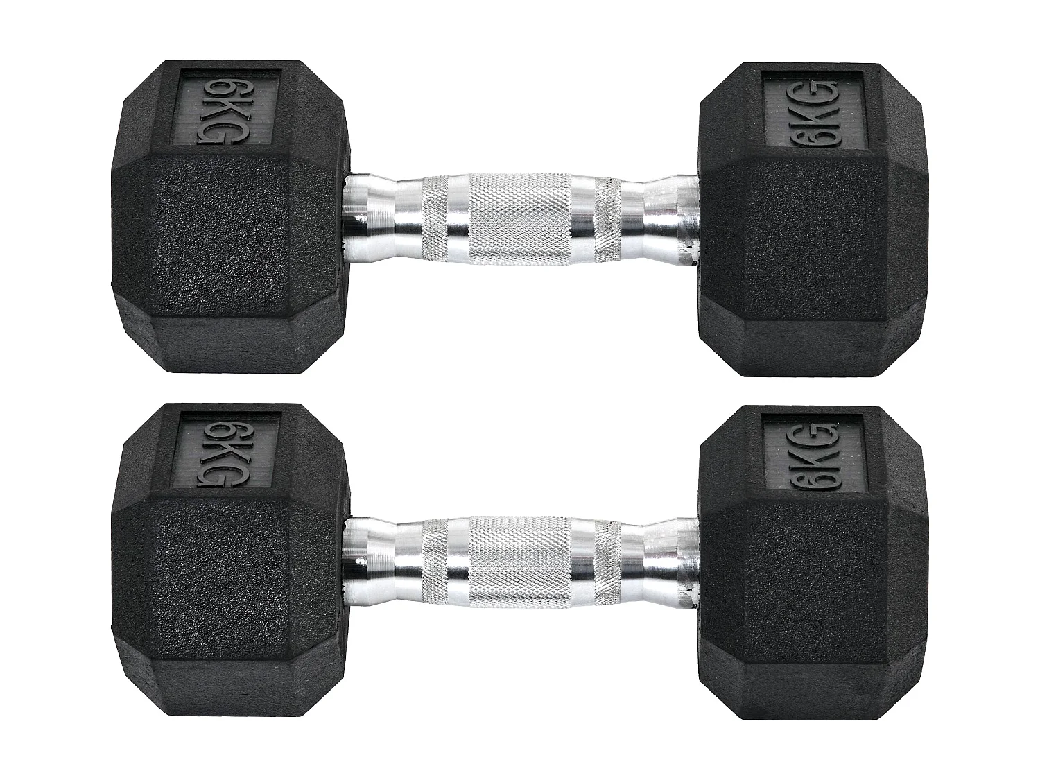 Set 2 pesi da 6kg esagonali con presa antiscivolo nero