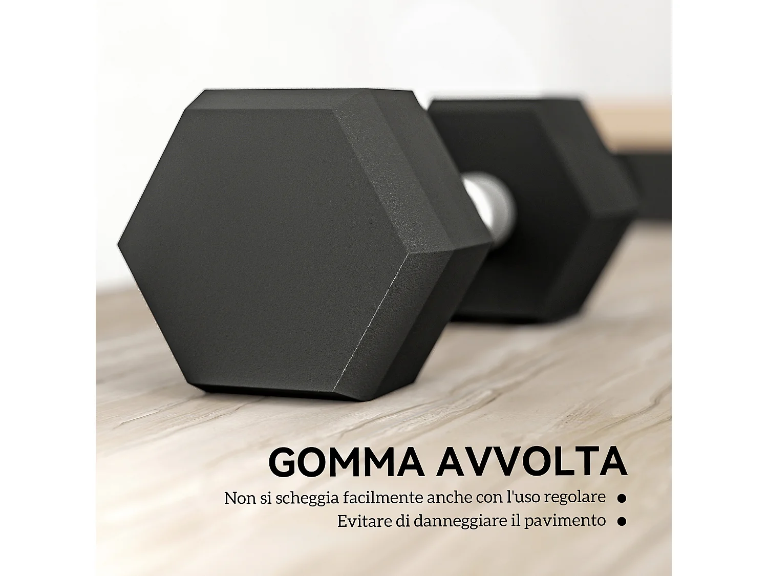 Set 2 pesi da 6kg esagonali con presa antiscivolo nero