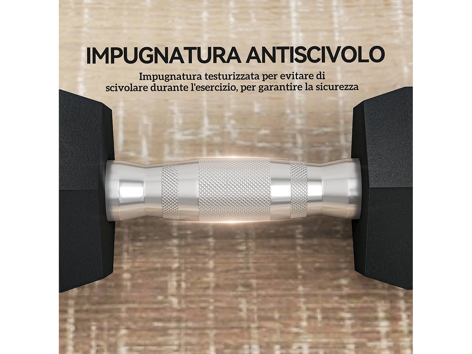 Set 2 pesi da 6kg esagonali con presa antiscivolo nero