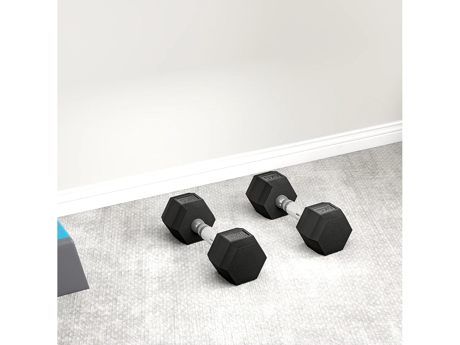 Set 2 pesi da 6kg esagonali con presa antiscivolo nero