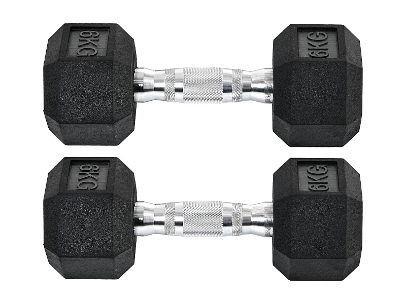 Set 2 pesi da 6kg esagonali con presa antiscivolo nero