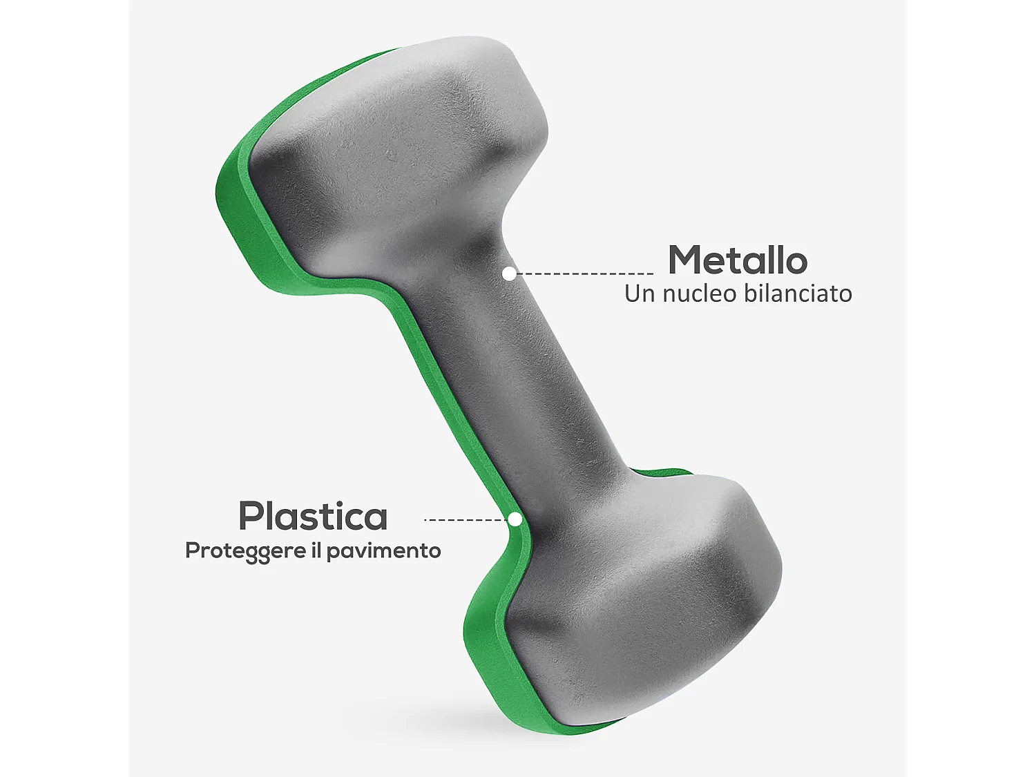 Set di 6 manubri con supporto 2 x 1kg, 2 x 3kg, 2 x 5kg