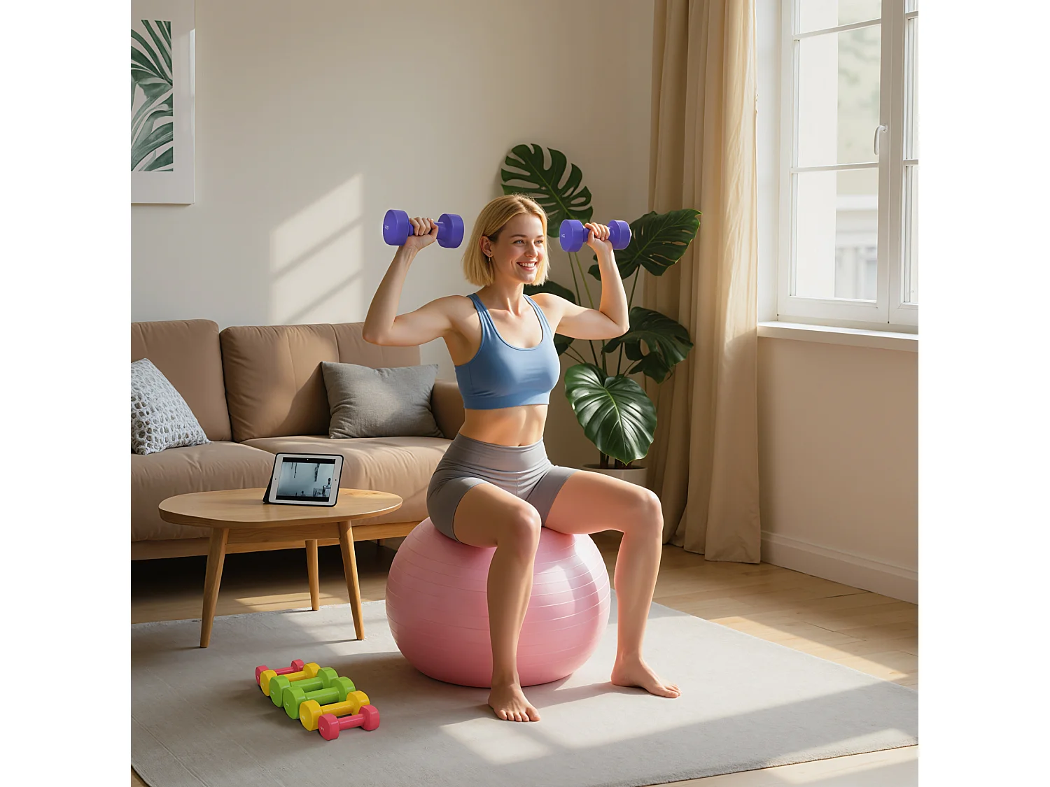 Set 4 manubri da 20 kg con design esagonale in acciaio pu multicolore