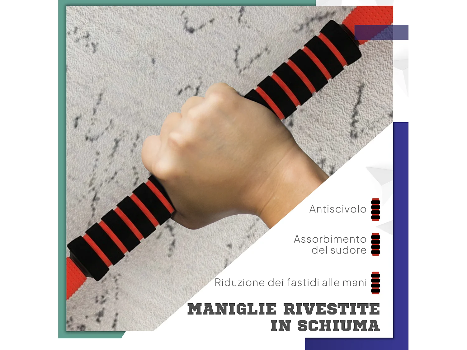 Set pesi 4 in 1 da 30kg con kettlebell manubri e bilanciere rosso