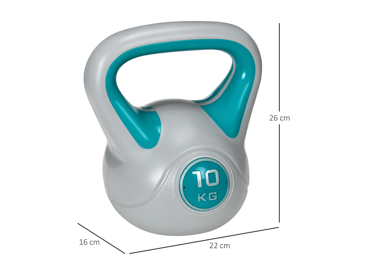 Kettlebell 10kg verde in pu con base piatta e impugnatura