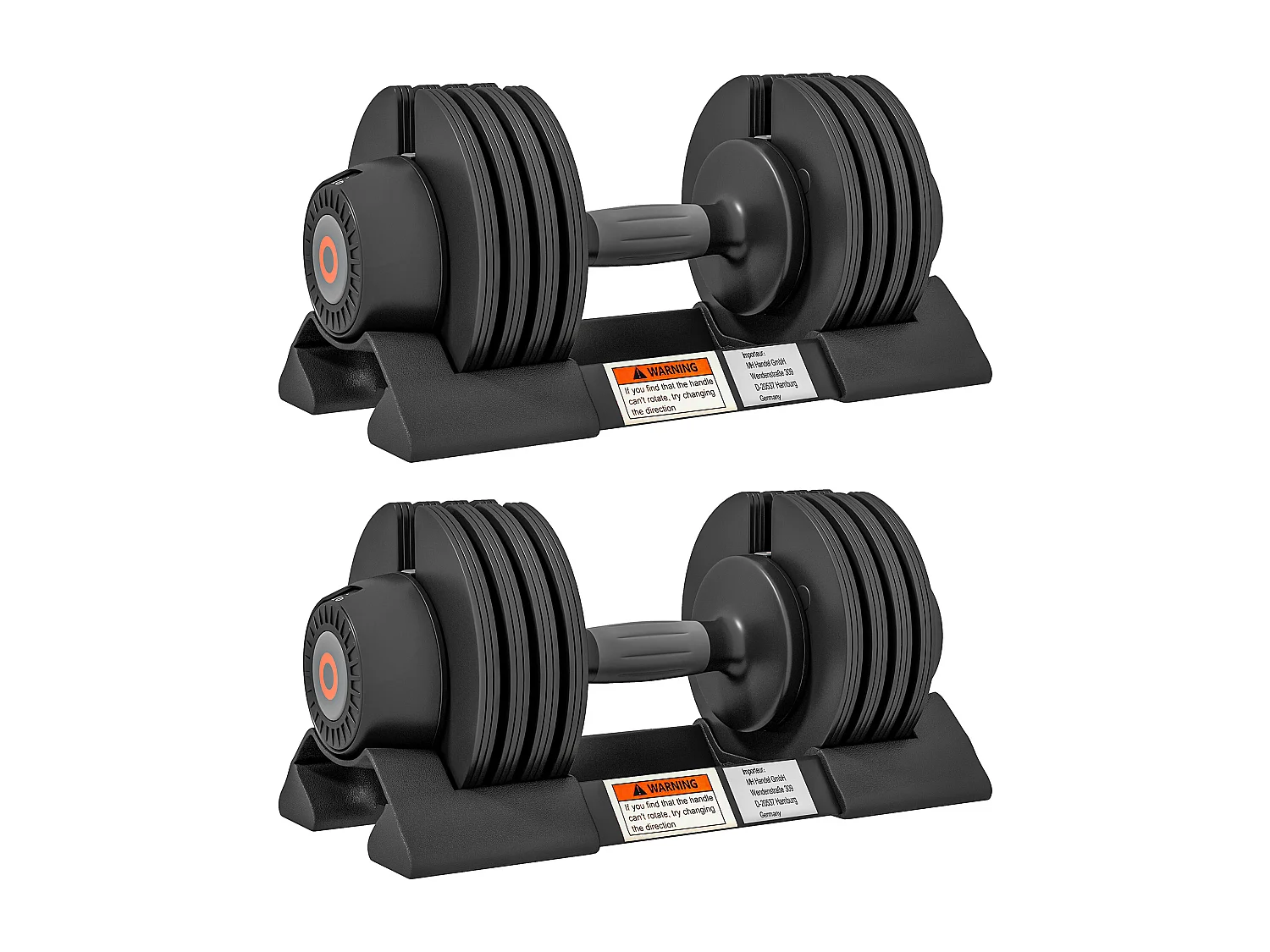 Set 2 pesi regolabili in acciaio e abs con spazio porta manubri nero