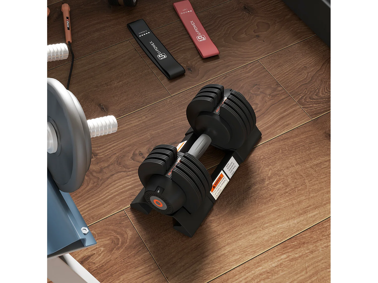Set 2 pesi regolabili in acciaio e abs con spazio porta manubri nero